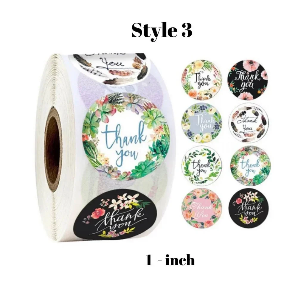 500 Thank You Floral Pattern Stickers - Picture 5 of 10